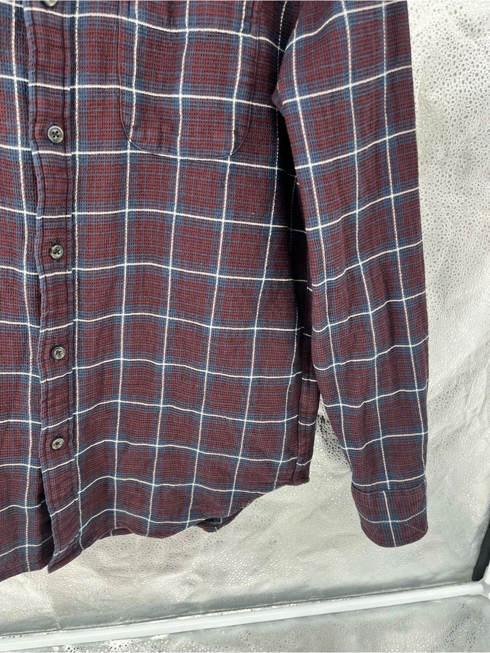 J.Crew Men's Waffle Knit Plaid Button Down Long Sleeve Shirt 100%Cotton Medium